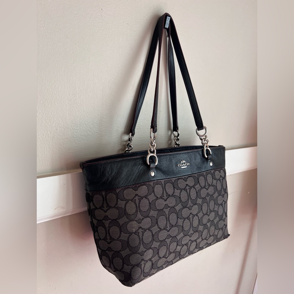 Coach Black and Gray Signature Tote - Picture 4 of 6